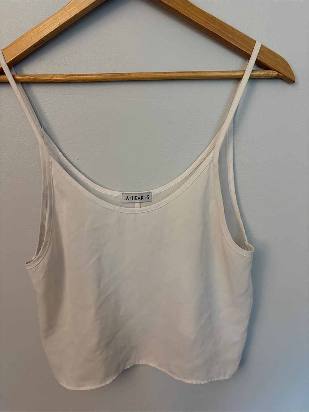 La Hearts White Satin Camisole with Thin Straps